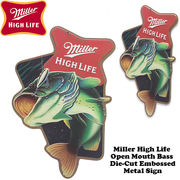 ダイカット エンボスメタルサイン MILLER HIGH LIFE OPEN MOUTH BASS【ミラービール】
