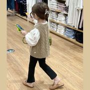 【2024秋新作】韓国風子供服 ベビー服 キッズ 男女兼用 ニット 重ね着でき ベストORシャツORパンツ