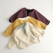 MTINY☆2025春新作 シンプルで高品質感 無地ラウンドネックニットカーディガン