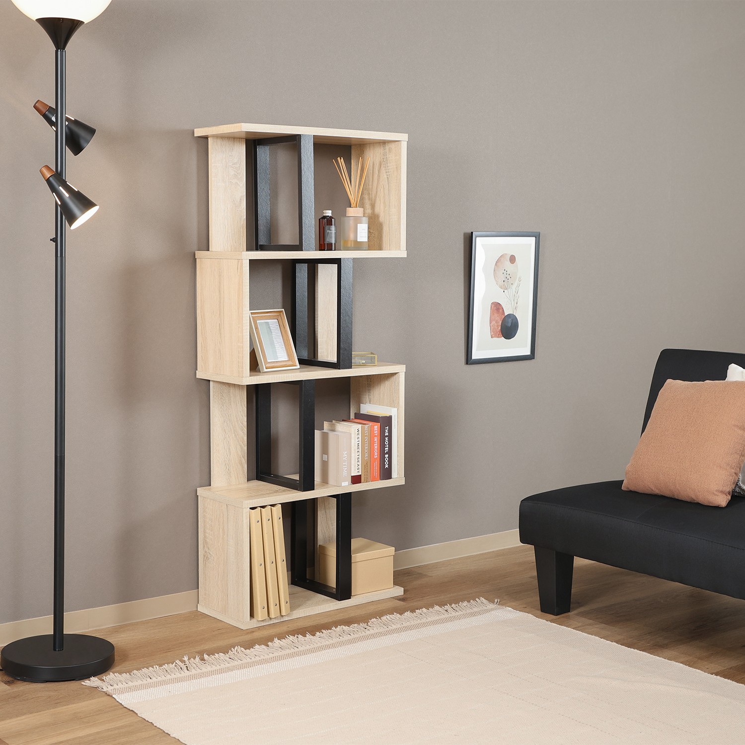 S字ディスプレイラック 4段 オーク | 卸売・ 問屋・仕入れの専門