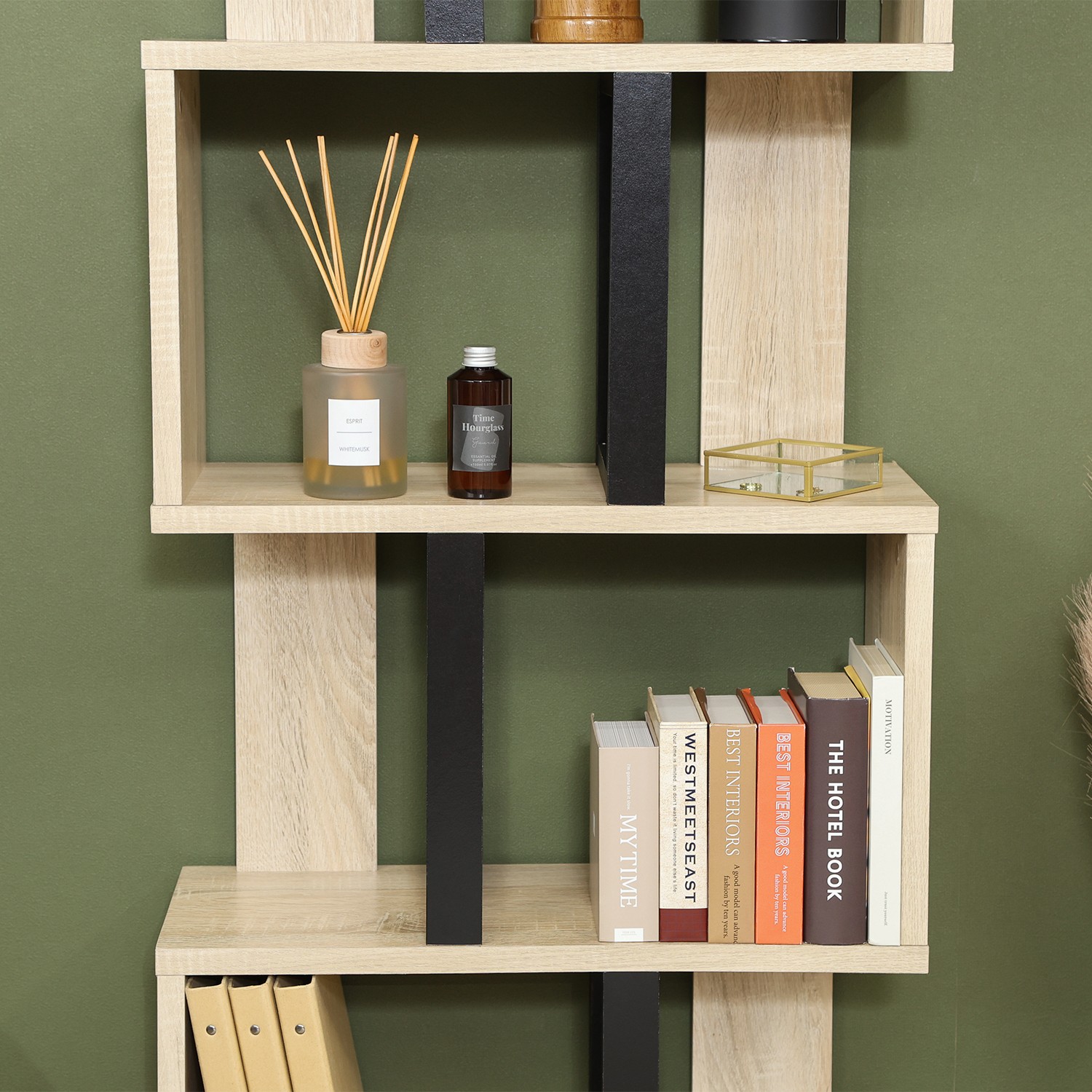 ディスプレイラック S字 4段タイプ 多目的収納 本棚 書棚 オーク ディスプレイラック S字 4段タイプ 多目的収納 本棚 書棚 オーク