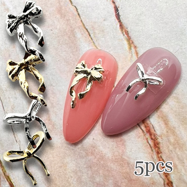 りぼんメタルパーツ 5個入り メタルパーツ リボン パーツ ネイル