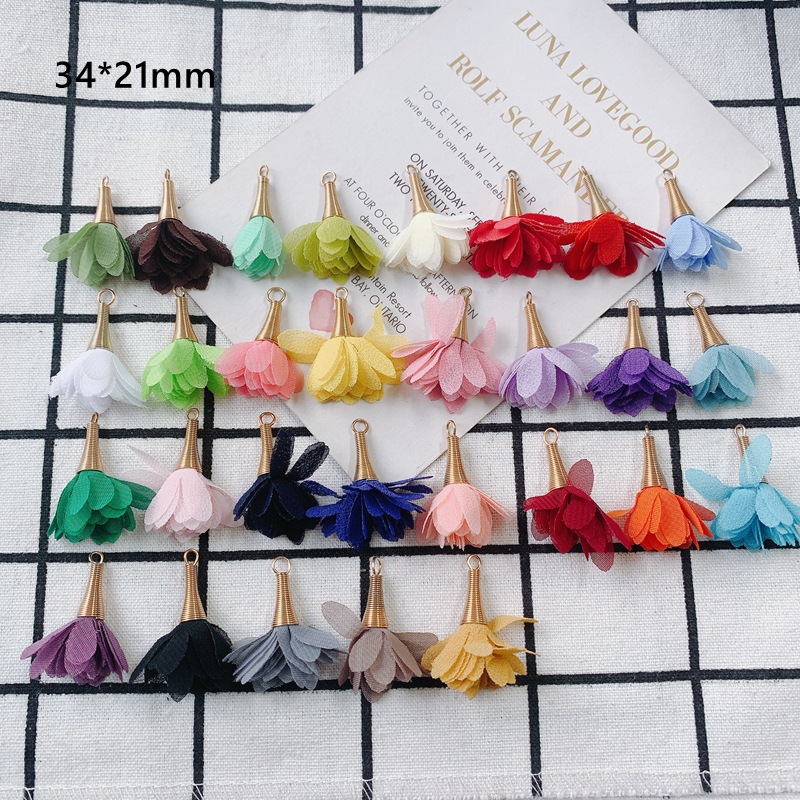 オーガンジー フラワーチャーム アクセサリーパーツ ハンドメイド お花 手芸チャーム ふんわり DIY レース