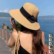 麦わら帽子 ストローハットリボン付き夏帽