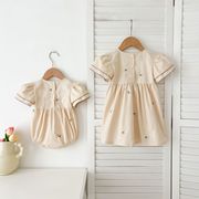 2025春夏子供服 シンプル 花柄 ワンピース&ロンパース 姉妹服 韓国風ベビー服 連体服