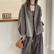 TSHEK新作 ブリティッシュスタイル Vネック レディース ルーズ 通勤コート