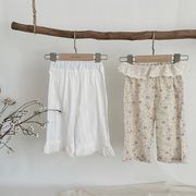 2025春新作 ベビー服女の子レース付け小花柄OR無地ロングパンツ