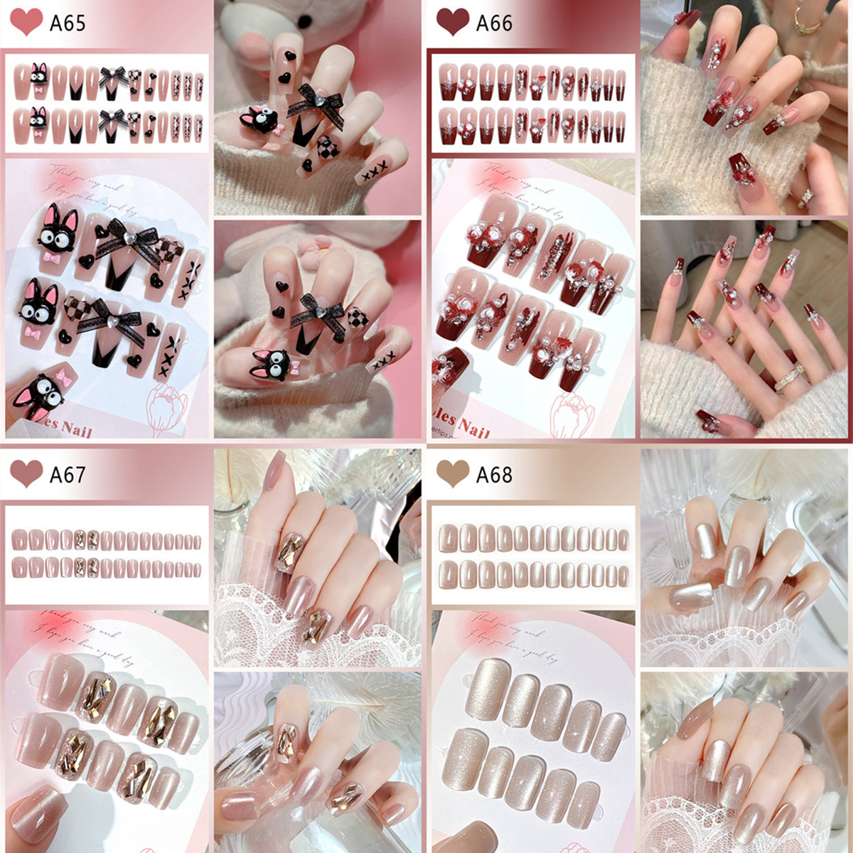 ネイルキッド　ネイルチップ　つけ爪　 ネイルアート用品　ハンドメイド Amazon | 手作り ネイルチップ キティKitty 立体 韓国 人気