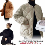 中綿 キルト ジャケット レディース ノーカラージャケット キルティング ブルゾン ジャケ