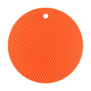 北欧風シリコン鍋敷き 円形ハニカム オレンジ