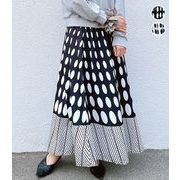 【2025新作】ドットプリント切替スカート★衣料2302