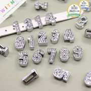 数字 DIY 合金パーツ キーホルダーパーツ ラインストーン 手芸 穴あり アクセサリー材料 ビーズパーツ