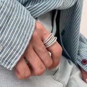 【高品質】S925 純シルバー silver925韓国風 S925純銀 レイヤード感 リング マルチレイヤー ねじり 光沢