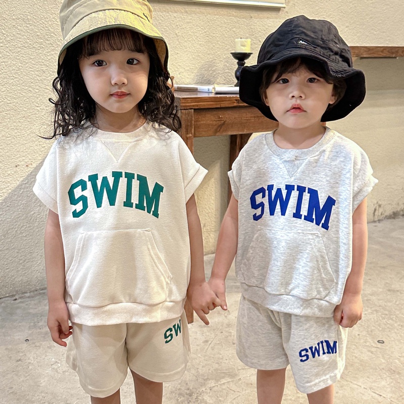 QQMM☆子ども用 夏服セット 男の子用 女の子用 2025夏 韓国風 ベスト ショートパンツ