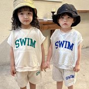 QQMM☆子ども用 夏服セット 男の子用 女の子用 2025夏 韓国風 ベスト ショートパンツ