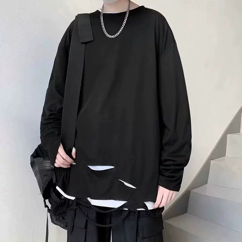 2025春秋メンズ服 シンプル おしゃれ 長袖Ｔシャツ トップス トレーナー インナーシャツ 2色展開[M~5XL]