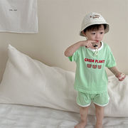 ★BaBy★　73~100cm　ベビーTシャツ＋チェックショートパンツ　2着上下セット　韓国ベビー服