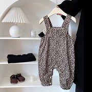 LL☆韓国風女の子 可愛いポンポン豹紋オーバーオール 春服おしゃれ女の子ゆったりワンピースパンツ