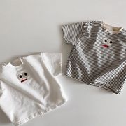可愛い半袖Tシャツ 韓国風 ユニークデザイン 子供服 夏 男女兼用 ボーダートップス