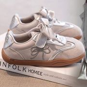 女の子用スニーカー 2025新作 ソフトソール ボードシューズ 蝶結び付き おしゃれカジュアル靴