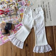 AOY☆【オリジ高品質】レース付きフレアパンツ