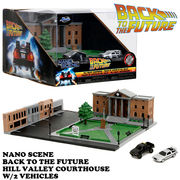 NANO SCENE BTTF HILL VALLEY COURTHOUSE w/2 VEHICLES 【バックトゥザフューチャー ミニカー】