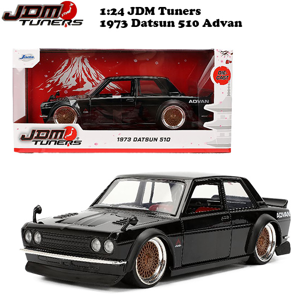 JADATOYS 1:24 JDM TUNER 1973 Datsun 510 Advan ミニカー