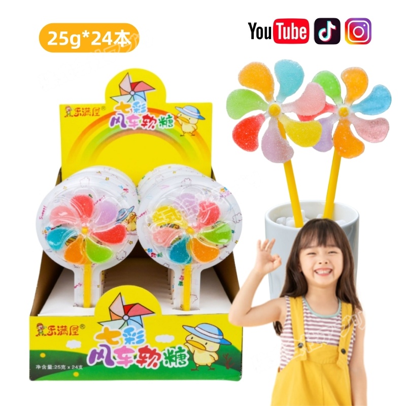 【24本入り】風車グミ お菓子 糖菓 Youtubeで話題 韓国お菓子 ソフトキャンディ 咀嚼音 人気 かざぐるま