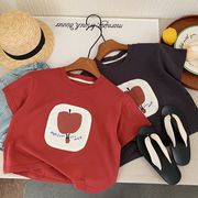 全2色[80-130cm] 女の子男の子 プリント 半袖Tシャツ 韓国風 トップス  カットソー 春夏 キッズ 子供服