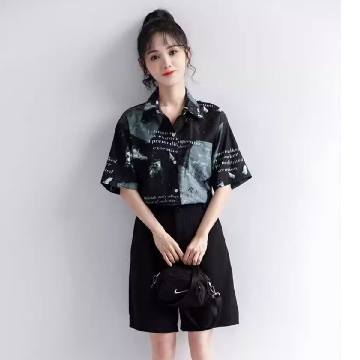 シャツ レディース 柄シャツ 半袖 半袖シャツ ブラウス 韓国