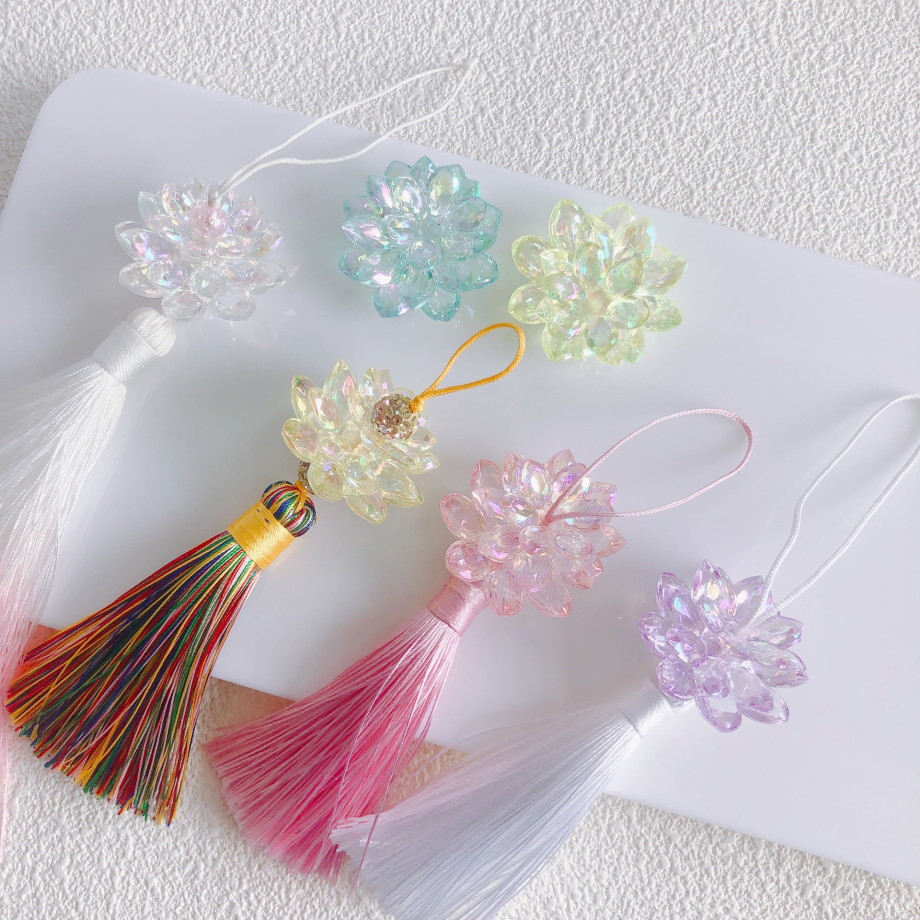 ハンドメイド 花 アクリルビーズ 材料 半透明 フラワー クリア 花座 ビーズキャップ アクセサリーパーツ