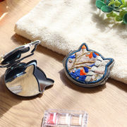 カンバディア猫ミラー 【受注生産】 [手鏡刺繍 ねこネコキャットコスメメイク道具化粧直しオリジナル25SS]