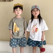 男女兼用 キッズTシャツ 綿100% 夏服 半袖 2025新作 ゆったり