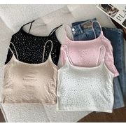 トップス タンクトップ キャミソール クルーネック 細身 スリム タイト