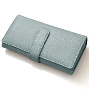 MOMO　牛革エンボス　最大25ポケット　ハンドバック級収納力　アコーディオンロングウォレット　AN-469DBL