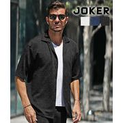 アロハシャツ メンズ 半袖 ジャガード 25新作 夏服 オープンカラー ちょいワル joker 黒 総柄