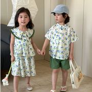 2025夏新作 韓国風子供服 キッズ服 半袖 トップス+ズボン 男女兼用 カジュアル 80-150cm 2点セット
