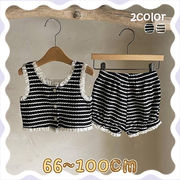 ベビー服　65~100cm　ベビートップス＋パンツ　ノースリブ上下セット　韓国ベビー服