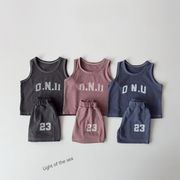 韓国子供服 ベビー服  キッズ男女兼用 袖なしトップス+ショートズボン 2点セット 3色  80cm-130cm