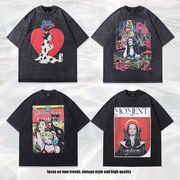 メンズ ビンテージ風 半袖Tシャツ 男女兼用 ストリート系 トップス 春夏 2025新作★全4タイプまとめ