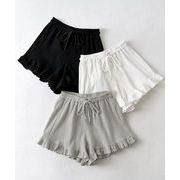【日本倉庫即納】 フリルペチパンツ ワッフルショートパンツ