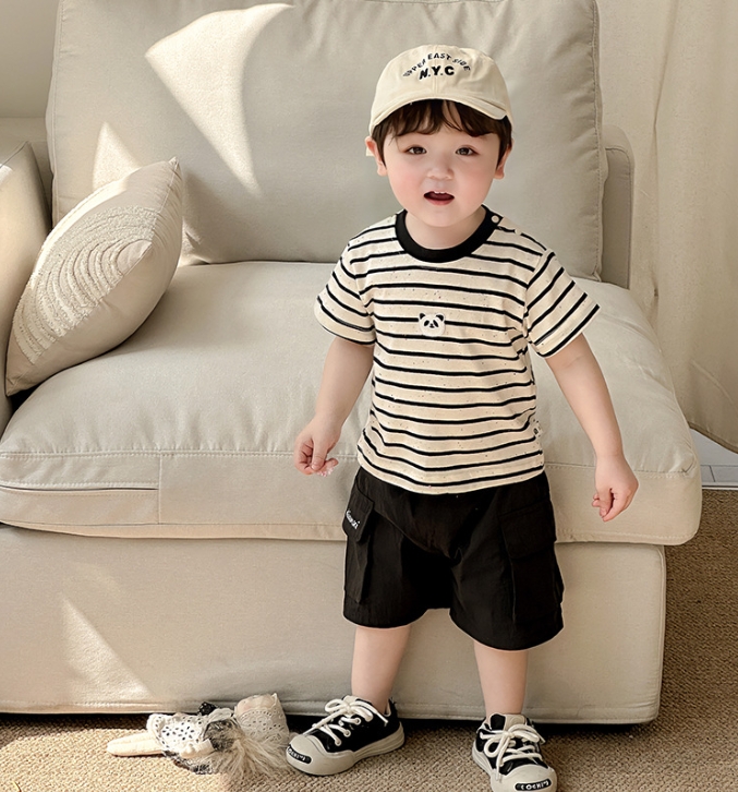 男の子 ベビーTシャツ 夏 半袖   通気性抜群 （73-100cm） 保育園 お出かけ シンプル  夏服 子供服