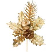 【造花】ブラッシュアップルホーリーピック　ゴールド