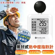 大人気★小林薬品 RABLISS 黒球式熱中症指数計 WBGT 温湿度計 熱中症計 時計表示付き 屋外内 輻射