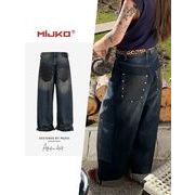 メンズ ビンテージ風 デニム パンツ 男女兼用 ストリート系 Baggy ボトムス 春秋 2025新作★