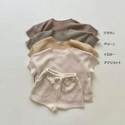 全4色[73-120cm] 子供2点セット ニット 半袖ブトップス+パンツ セットアッブ ベビー キッズ 子供服