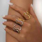 バイカラー指輪　ステンレス リング「高品質」アクセサリー アレルギー対応 デザイン18Kリング