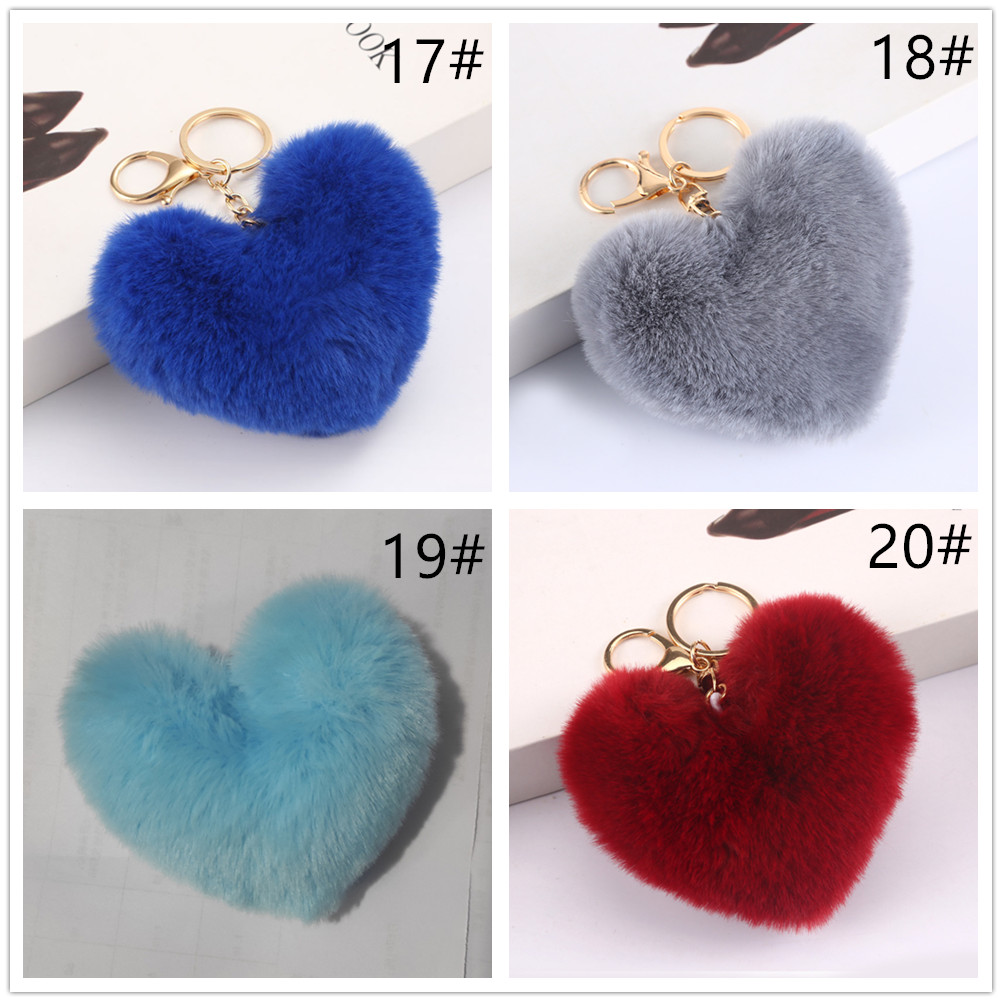 36色展開☆ハート キーホルダー ファーチャーム バッグチャーム