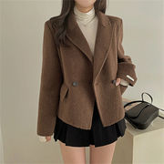 2025冬季 ダブルボタン ウールジャケット オフィス着用 ロングスリーブ 上品感