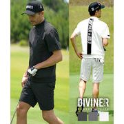 【2025年夏の新作】シャカ素材 ピステリブ半袖モックネック+ハーフパンツ 2点セットアップ／DIVINER GOLF